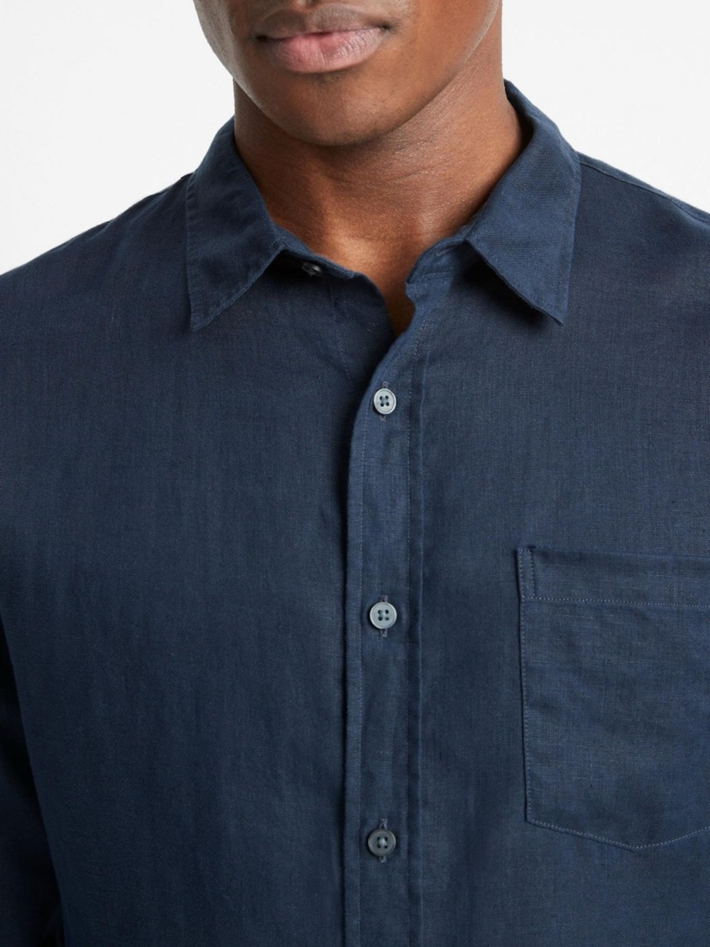 Vince Men's Dark Navy Button-Up Long Sleeve Shirt - Picture 2 of 6
